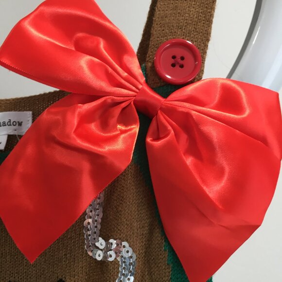 NWT EYESHADOW Gingerbread Woman Cookie Peppermint Mitten Christmas Knit Overalls - Picture 7 of 16